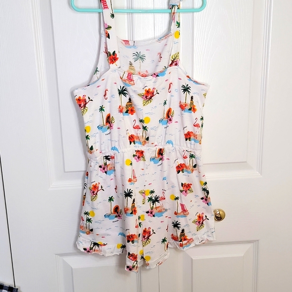 Emma Jayne x H&M Hawaiian Print Romper Tie Straps White 8-10 Years Old - Picture 3 of 13